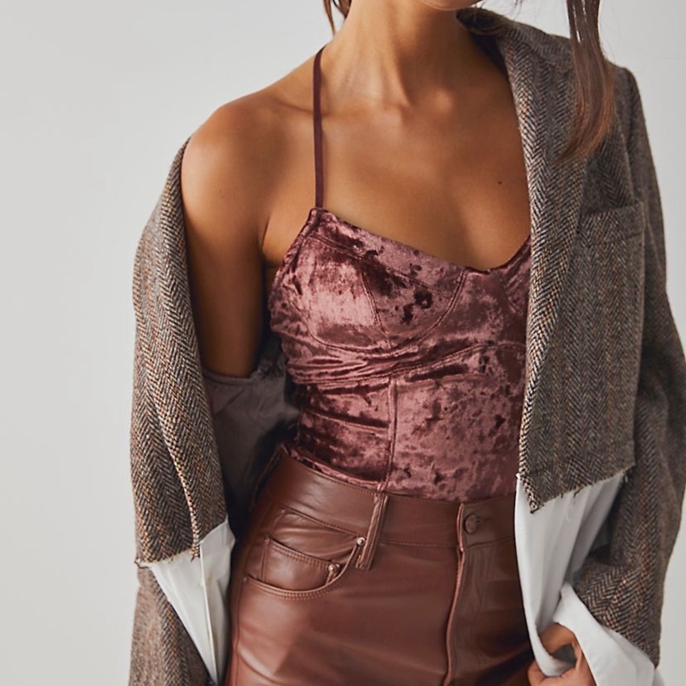 Free People About Time Velvet Bodysuit